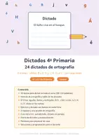 Vista previa - Hojas de trabajo - Dictados 4º Primaria: 24 dictados de ortografía - Portada