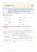 Vista previa - Hojas de trabajo - Dictados 4º Primaria gratis: normas y ficha B o V - página 1