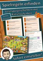 Vorschau - Arbeitsblätter - Spielregeln erfinden – eigene Spiele ausdenken, testen, verbessern – Lesespurgeschichte mit Rätselaufgaben (Klasse 3) - Deckblatt