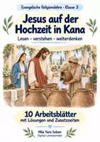 Vorschau - Arbeitsblätter - Jesus auf der Hochzeit in Kana | Religion Klasse 3 Arbeitsblätter | Evangelische Religionslehre | 10 Arbeitsblätter als PDF - Deckblatt