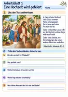 Vorschau - Arbeitsblätter - Jesus auf der Hochzeit in Kana | Religion Klasse 3 Arbeitsblätter | Evangelische Religionslehre | 10 Arbeitsblätter als PDF - Seite 1