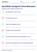 Vorschau - Arbeitsblätter - Sprachliche Aussagen in Terme übersetzen - Seite 2