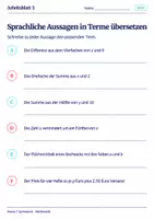 Vorschau - Arbeitsblätter - Sprachliche Aussagen in Terme übersetzen - Seite 3
