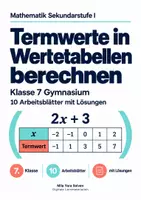 Vorschau - Arbeitsblätter - Termwerte in Wertetabellen berechnen - Deckblatt