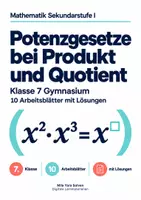 Vorschau - Arbeitsblätter - Potenzgesetze bei Produkt und Quotient - Deckblatt