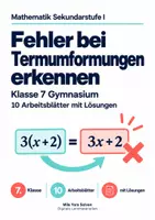 Vorschau - Arbeitsblätter - Fehler bei Termumformungen erkennen - Deckblatt