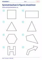 Vorschau - Arbeitsblätter - Symmetrieachsen in Figuren einzeichnen - Seite 1