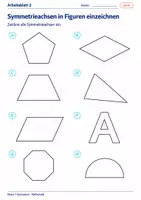 Vorschau - Arbeitsblätter - Symmetrieachsen in Figuren einzeichnen - Seite 2
