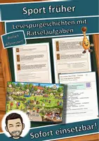 Vorschau - Stationenlernen - Sport früher – Turnvater Jahn und die Spiele der Großeltern – Lesespurgeschichte mit Rätselaufgaben (Klasse 6) - Deckblatt