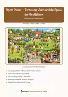 Vorschau - Stationenlernen - Sport früher – Turnvater Jahn und die Spiele der Großeltern – Lesespurgeschichte mit Rätselaufgaben (Klasse 6) - Seite 1