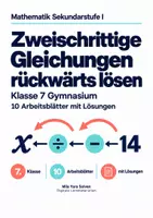 Vorschau - Arbeitsblätter - Zweischrittige Gleichungen rückwärts lösen - Deckblatt