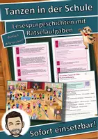 Vorschau - Stationenlernen - Tanzen in der Schule – Rhythmus und Bewegung – Lesespurgeschichte mit Rätselaufgaben (Klasse 5) - Deckblatt