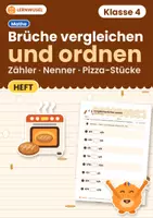 Vorschau - Arbeitsblätter - Brüche vergleichen Klasse 4 | Übungsheft Zähler und Nenner | 3 Niveaus mit Lösungen - Deckblatt