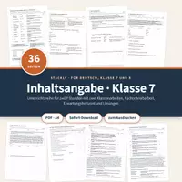 Vorschau - Unterrichtsreihen - Inhaltsangabe Klasse 7 – 8 Kurzgeschichten, Unterrichtsreihe, Klassenarbeiten - Deckblatt