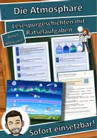 Vorschau - Arbeitsblätter - Die Atmosphäre – Lesespurgeschichte mit Rätselaufgaben (Klasse 8) - Deckblatt