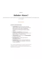 Vorschau - Unterrichtsreihen - Balladen Klasse 7 – Unterrichtsreihe, Klassenarbeiten, Erwartungshorizont - Seite 1