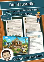 Vorschau - Mal- und Bastelvorlagen - Die Baustelle – Lesespurgeschichte mit Rätselaufgaben (Klasse 3) - Deckblatt