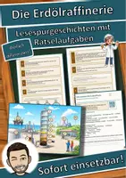 Vorschau - Arbeitsblätter - Die Erdölraffinerie – Lesespurgeschichte mit Rätselaufgaben (Klasse 9) - Deckblatt