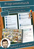 Vorschau - Stationenlernen - Programmmusik – Musik malt Bilder – Lesespurgeschichte mit Rätselaufgaben (Klasse 6) - Deckblatt