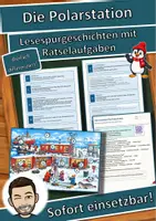 Vorschau - Arbeitsblätter - Die Polarstation – Lesespurgeschichte mit Rätselaufgaben (Klasse 3) - Deckblatt