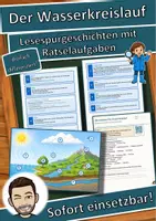 Vorschau - Arbeitsblätter - Der Wasserkreislauf – Lesespurgeschichte mit Rätselaufgaben (Klasse 6) - Deckblatt