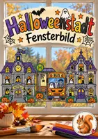 Vorschau - Mal- und Bastelvorlagen - Halloweenstadt Fensterbild herbst - Deckblatt