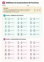Aperçu - Feuilles d'exercices - Additions et soustractions de fractions - Page de couverture