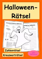 Vorschau - Arbeitsblätter - Halloween-Rätsel – Kreuzworträtsel & Zahlenrätsel - Deckblatt