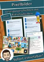 Vorschau - Arbeitsblätter - Pixelbilder – wie der Computer Bilder speichert – Lesespurgeschichte mit Rätselaufgaben (Klasse 3) - Deckblatt
