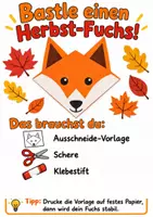 Vorschau - Arbeitsblätter - Bastelanleitung Herbst-Fuchs - Basteln, Bastelvorlage, Herbstbasteln Kunst Klasse 1-2 - Seite 1