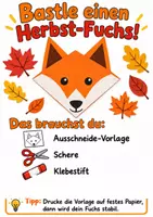 Vorschau - Arbeitsblätter - Bastelanleitung Herbst-Fuchs - Basteln, Bastelvorlage, Herbstbasteln Kunst Klasse 1-2 - Deckblatt