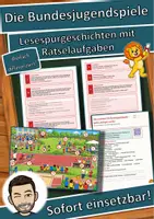 Vorschau - Arbeitsblätter - Die Bundesjugendspiele – laufen, springen, werfen – Lesespurgeschichte mit Rätselaufgaben (Klasse 3) - Deckblatt