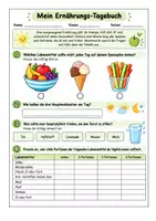 Vorschau - Arbeitsblätter - Ernährungstagebuch mit Wochenübersicht, Trinkprotokoll und Reflexionsseiten - Deckblatt