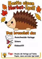 Vorschau - Arbeitsblätter - Bastelanleitung Herbst-Igel - Basteln, Bastelvorlage, Herbstbasteln Kunst Klasse 1-2 - Seite 1
