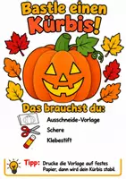 Vorschau - Arbeitsblätter - Bastelanleitung Kürbis - Basteln, Bastelvorlage, Herbstbasteln Kunst Klasse 1-2 - Seite 1