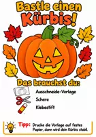 Vorschau - Arbeitsblätter - Bastelanleitung Kürbis - Basteln, Bastelvorlage, Herbstbasteln Kunst Klasse 1-2 - Deckblatt
