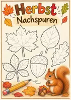 Vorschau - Mal- und Bastelvorlagen - Herbst Blätter Kunst Nachspuren Schwungübungen Vorschule Graphomotorik Anfangsunterricht - Deckblatt