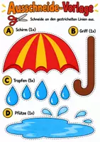 Vorschau - Arbeitsblätter - Bastelanleitung Regenschirm - Basteln, Bastelidee, Herbstbasteln Kunst Klasse 1-2 - Seite 2