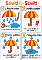 Vorschau - Arbeitsblätter - Bastelanleitung Regenschirm - Basteln, Bastelidee, Herbstbasteln Kunst Klasse 1-2 - Seite 3
