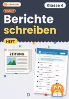 Vorschau - Arbeitsblätter - Bericht schreiben Klasse 4 | Übungsheft W-Fragen | 3 Niveaus mit Lösungen - Deckblatt