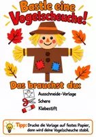 Vorschau - Arbeitsblätter - Bastelanleitung Vogelscheuche - Basteln, Bastelvorlage, Herbstbasteln Kunst 1-2 - Deckblatt