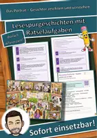 Vorschau - Arbeitsblätter - Das Porträt – Gesichter zeichnen und verstehen – Lesespurgeschichte mit Rätselaufgaben (Klasse 7) - Deckblatt