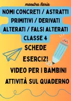anteprima - Esercizi - Nomi concreti e astratti, Primitivi - Derivati - Alterati - Classe 4 - Maestra Ilaria - Pagina di copertina