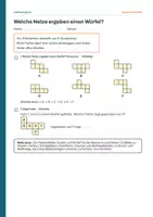 Vorschau - Arbeitsblätter - Gratis Arbeitsblatt Würfelnetze Klasse 5 und 6 | Welche Netze ergeben einen Würfel? Mit Lösung - Deckblatt