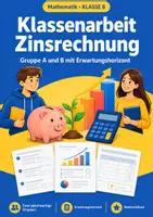 Vorschau - Test - Klassenarbeit Zinsrechnung Klasse 8 - Deckblatt