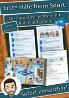 Vorschau - Arbeitsblätter - Erste Hilfe beim Sport – richtig handeln bei Sportverletzungen – Lesespurgeschichte mit Rätselaufgaben (Klasse 7) - Deckblatt