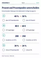 Vorschau - Arbeitsblätter - Prozent und Prozentpunkte unterscheiden - Seite 1