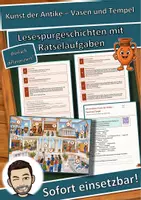 Vorschau - Arbeitsblätter - Kunst der Antike – Vasen und Tempel – Lesespurgeschichte mit Rätselaufgaben (Klasse 6) - Deckblatt