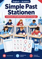 Vorschau - Arbeitsblätter - Simple Past Stationenlernen Klasse 6 - Deckblatt