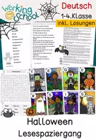 Vorschau - Arbeitsblätter - Lesespaziergang Halloween | Leseverstehen & Lesen | Herbst | Deutsch Klasse 1-4 | differenziert - Deckblatt